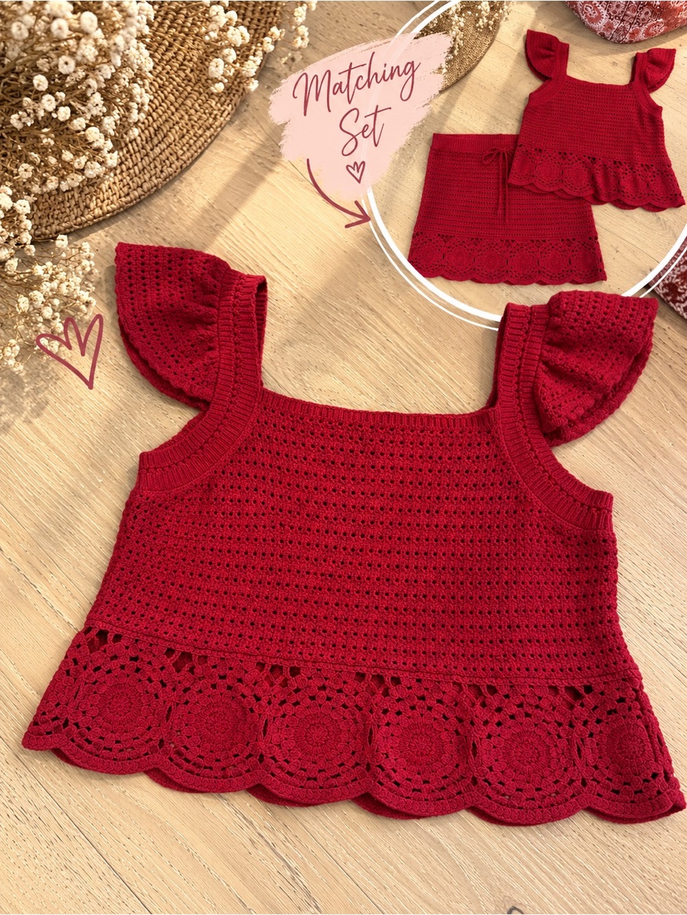Sweater Tank - Red L | Fall Crochet